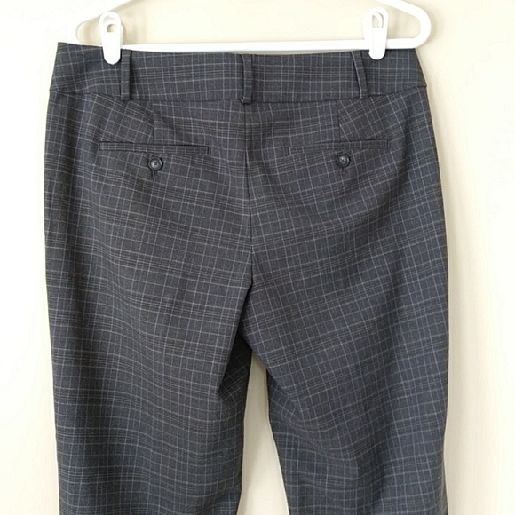 Ann Taylor Plaid Marisa Straight Cuffed Cropped Ankle Dress Trousers 8 Gray Grey - Picture 12 of 16